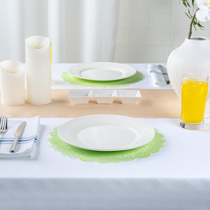 Restaurantware-Pastry Tek 12 x 12 Inch Paper Lace Doilies, 4000 Disposable Table Doilies - Elegant Lace Finish, Long Lasting, Green Paper Placemat, for Pastries, Cupcakes, Desserts
