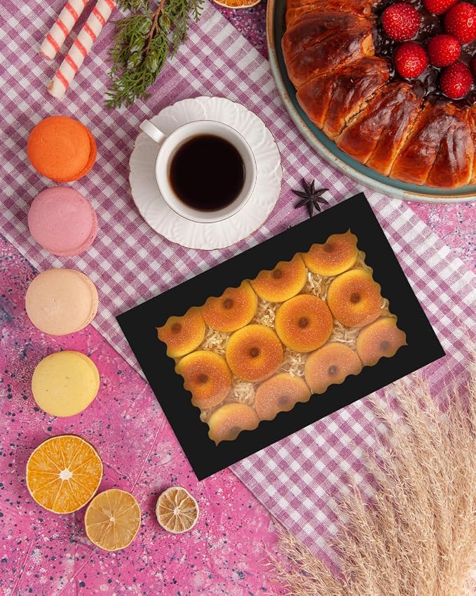 qiqee Auto-pop Up Black Cookie Box with Window 24Pcs 14x10x2.5 inch Pastry Macaron Bakery Box For Packaging