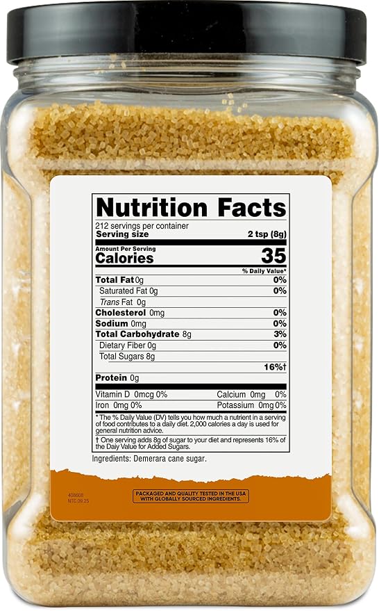 Nutricost Pantry Unrefined Demerara Sugar (4 Pound Bottle) :: Great for Baking, Cooking, Tea, Coffee, Etc. | Raw Cane Demerara Sugar with Zero Additives