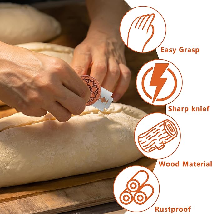 UFO Bread Lame Cutter for Homemade Sourdough,Bread Scorer Tool for Sourdough with 5 Blades and Case,Slashing Tool Bread Cutting Knife for Artisan Bread and Baguette Makers,Lotus-red