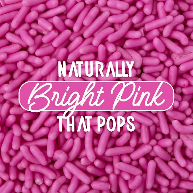 Snackathon Natural Sprinkles for Baking & Decorating, Dye-Free Pink Sprinkles, 4 oz Jimmies in Resealable Bag - Naturally Colored, No Artificial Dyes, Gluten-free for Cakes, Ice Cream & Desserts