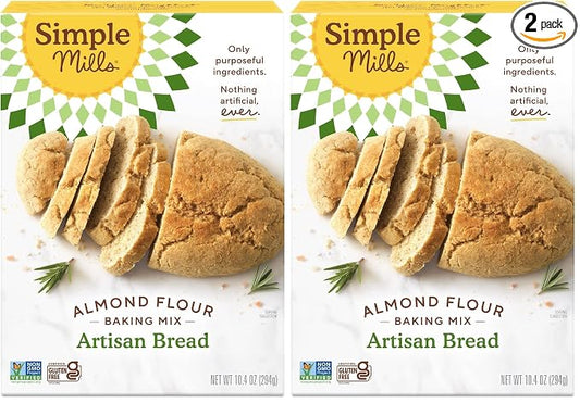 Simple Mills Almond Flour Baking Mix,Artisan Bread Mix - Gluten Free,Plant Based,Paleo Friendly,10.4 Ounce,(Pack of 2)