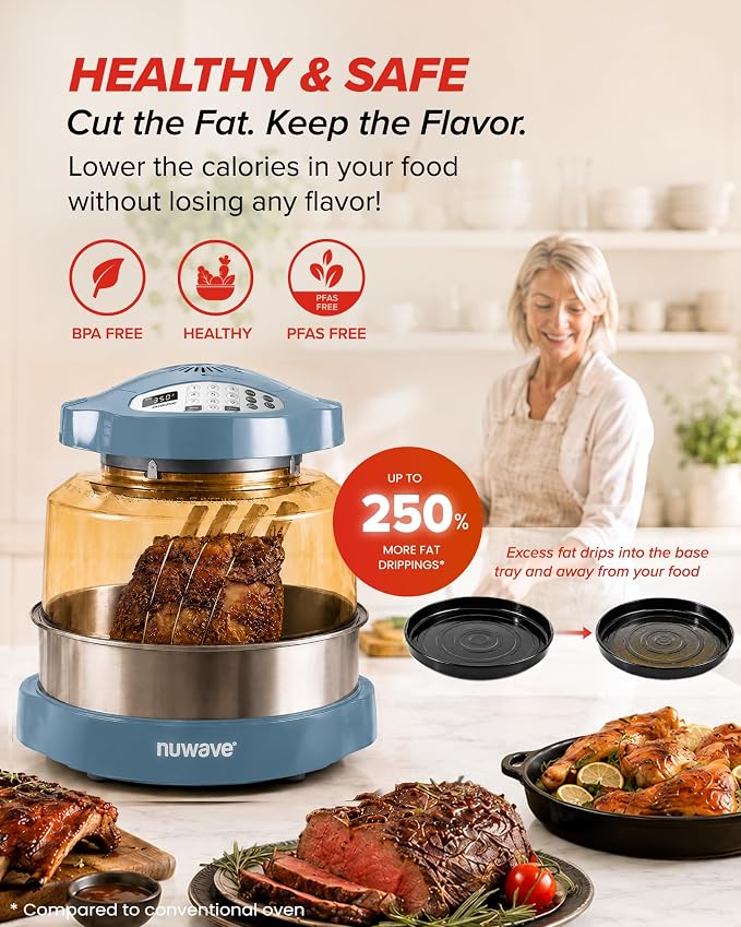 Nuwave Pro Plus 2 Countertop Infrared Oven with Stainless Steel Extender Ring, Triple Combo Cooking Power, Adjustable Temperature Control, Large Capacity Roaster, Air Fryer & Convection Oven, 20673V01