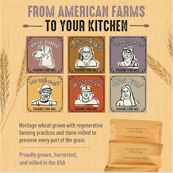 Roaring Fork Mill Stone-Milled All Purpose 00 Flour from Colorado-Grown USDA Organic & Regenerative Organic Certified Heritage Grain – Rich, Earthy Flavor for Artisan Bread, Crackers & Baking 2 Pounds