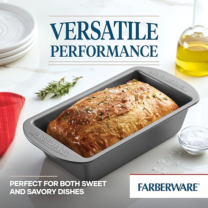 Farberware Bakeware Nonstick Loaf Pan, 9-Inch x 5-Inch, Loaf Bread Pans, Gray
