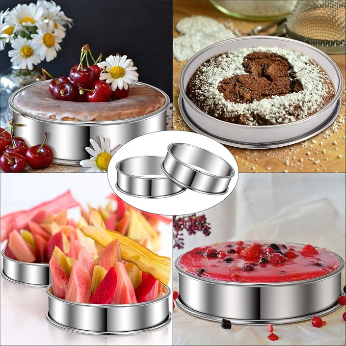 Boao 16 Pcs English Muffin Rings Nonstick Double Rolled Crumpet Rings Round Cookie Cutter Biscuit Cutters Double Rolled Tart Stainless Steel Round Muffin Tart Molds for Home Baking(3 Inch)