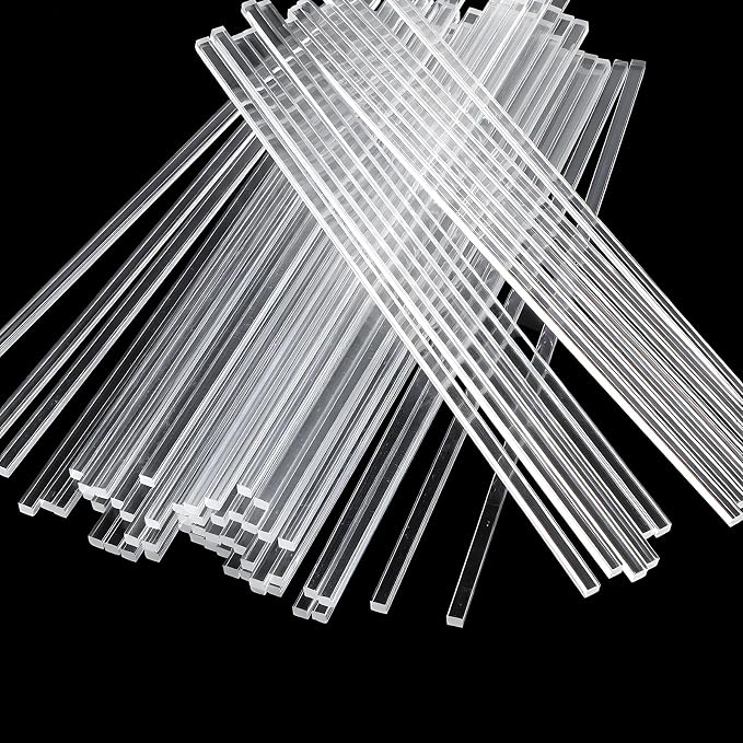100 Pieces Acrylic Dowel Rods 6" Cake Topper Sticks Flat Clear Sticks Acrylic Candy Cake Pops Stick Lollipop Plastic Strip Cakes Topper Stick Reusable Candy Rods for DIY Cookie Cupcakes