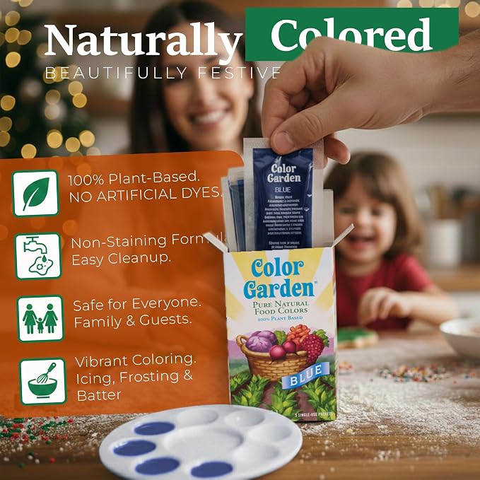Color Garden Pure Natural Food Coloring, Blue– 5 ct 1 oz | Plant-Based, Vegan, Non-Toxic Liquid Food Dye, Healthy Food Coloring