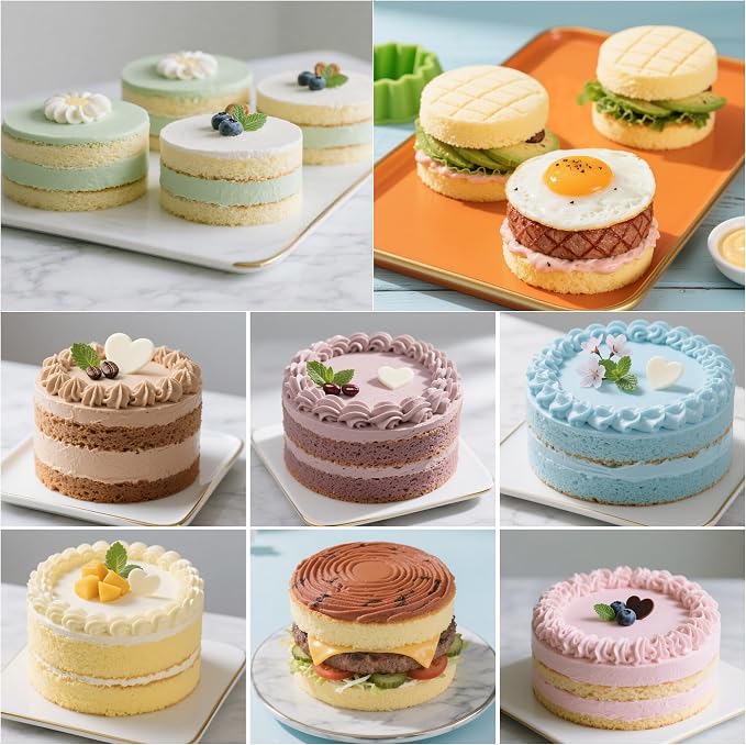 Sidosir Round Silicone Mold for Baking, 4inch Large Breakfast Sandwiches Mold Silicone for Whoopie Pie, Non-Stick Hamburger Buns Muffin Top Pan Molds for Egg Pan, Resin Coaster
