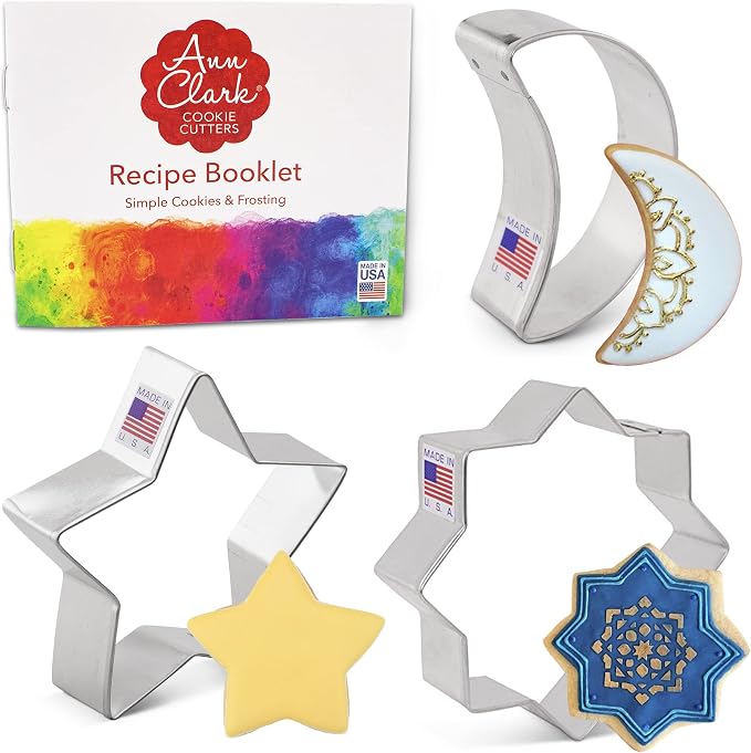 Ann Clark Set of 3 Ramadan Eid Mubarak Islamic Cookie Cutter, Made in USA | A Perfect Size and Shape from America's Largest Cookie Cutter Maker, Food-Safe American Steel, Family Owned Since 1989