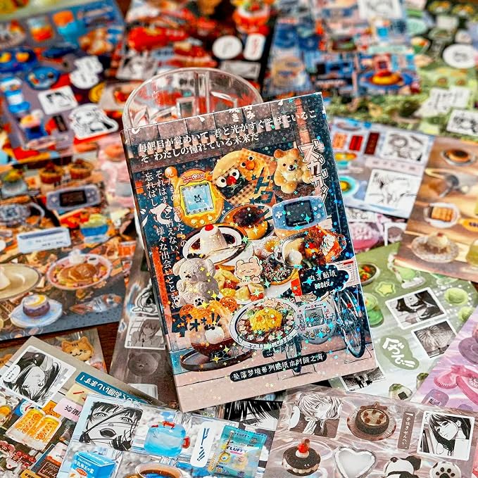 Japanese Comic Style Sticker Scrapbooking Supplies for Junk Journal, 45 Sheets Stickers TZ013001
