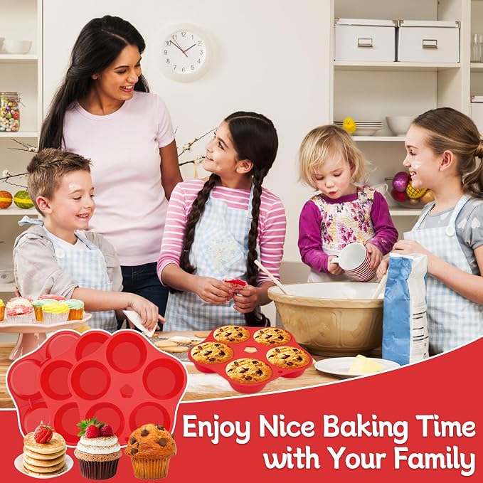 3 Pieces Silicone Air Fryer Muffin Pan Round Egg Bite Mold for Oven Baking,Mini Muffin Tins Cups Cake Tray for Air Fryer Liners Basket Instant Pot Accessories Baking Muffin Pancake