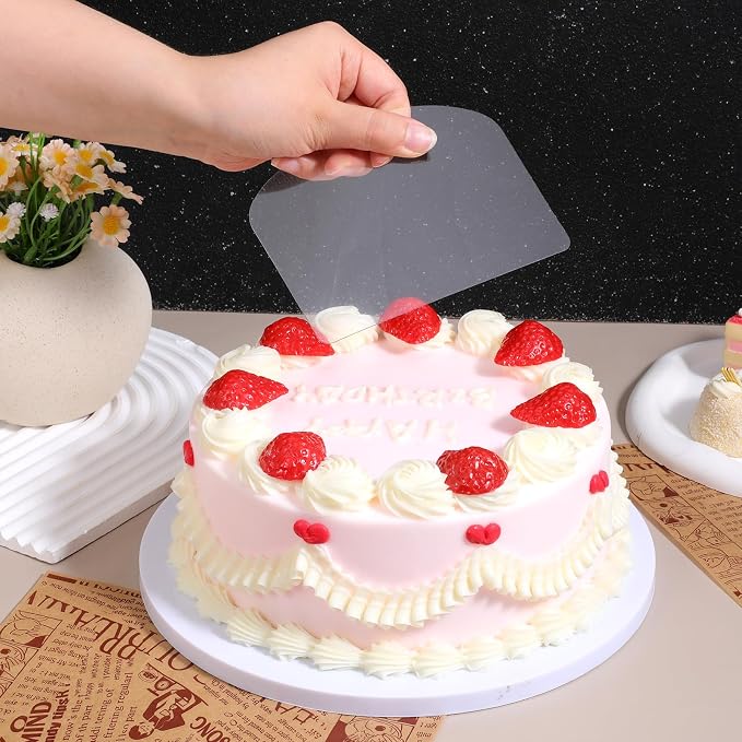 30 PCS Transparent Cake Cream Scraper Icing Smoother, Flexible Plastic Scraper Tool Plastic Cake Scraper Smoother for Bakery Pastry Cake Decoration Kitchen DIY Baking Tool