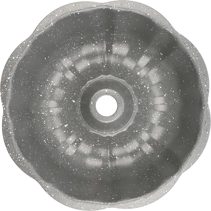 David Burke 9" Fluted Bake Pan – Carbon Steel Bundt Cake Pan – Gray Speckle