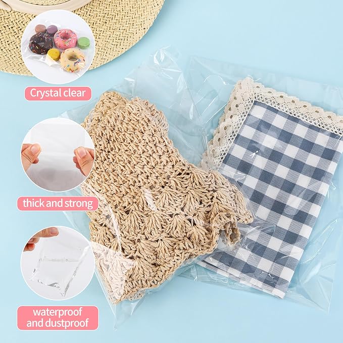 Self Sealing Cellophane Bags 5-1/2'' x 7-1/2'' Clear Cellophane Cello Bags,200 pcs Cellophane Candy Bags Fit 5 X 7 Inch Cards Photos,A6 A7 Envelopes Candy,Packaging Gifts,Cookies
