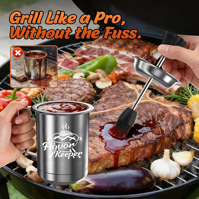 Dusor Gifts for Him Men Women BBQ Sauce Pot and Basting Brush Set, Gifts for Him Who Have Everything Kitchen Gadgets, Grilling Gift for Men, Cooking Grilling Accessories Gift for Dad Husband Boyfriend