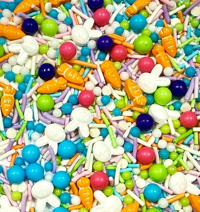 Sentovac Edible Easter Rabbit Bunny Carrot Sprinkles for Cake Decorating Edible Cake Cupcake Sprinkles Cookie and Ice Cream Topper Decorations 3.35oz