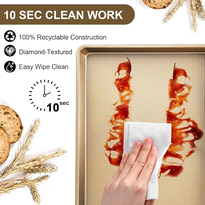 4 Pieces Baking Set | 3 Baking Pans & 1 Recipe Notebook Combo | Nonstick Cookie Sheets for Baking Supplies | No Rust & No Toxic Heavy Duty 3 Baking Trays 18''+15''+13'' & 1 Blank Recipe Book