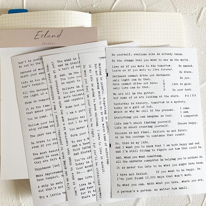 4 Sheets Inspirational Quotes Motivational Scripts Planner Stickers Vintage Typewriter Sayings Letters Aesthetic Journal Diary Scrapbook Art Crafts Accessories Stickers