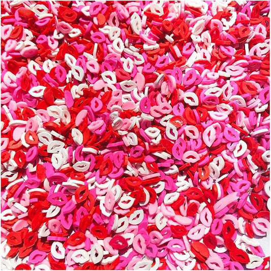EHOPE 100G Fake Sprinkles Polymer Sprinkles Faux Sprinkles Resin Sprinkles Clay Sprinkles For Resin Fake Candy Sprinkles for Nail Art DIY Crafts Cake Phone Case (100G Hollow Lips)