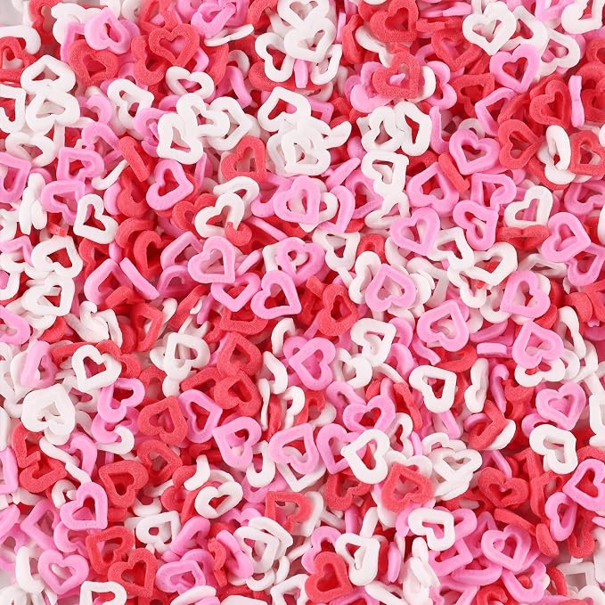 Valentines Sprinkles for cake decorating, 7 oz Heart Sprinkles, Red/Pink/White Love Confetti Sprinkles for Cupcake, Cookies, Ice Cream Topper, Edible Cake Decorationss, Baking Desserts