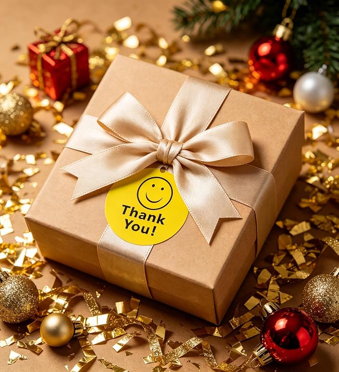 BLESS-VAST 500 PCS Thank You Stickers for Small Business - 1 Inch Smiley Face Thank You Stickers Labels for Baking Packaging Envelope Seals Wedding Birthday Party Gift Wrap Bag (Yellow Smile)