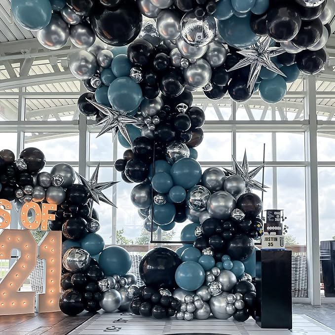 Voircoloria 105pcs Black Balloons 12inch Party Latex Balloons for Birthday Graduation Baby Shower Anniversary New Year Holiday Party Decorations