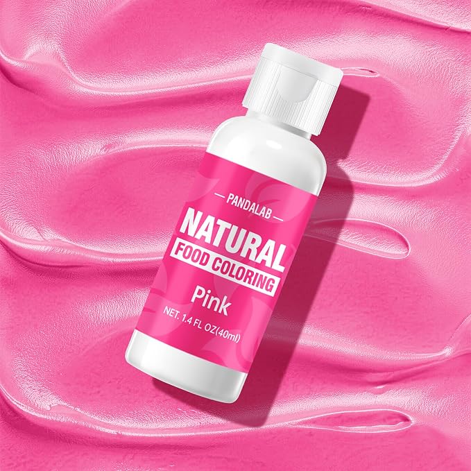 Pink Natural Food Coloring - Pandalab 40mL Plant-Based Concentrated Food Dye, No Artificial Dye, Vegan Edible Color for Baking, Cake Decorating, Icing, Frosting, Cookies, Candy, 1.4 Fl Oz