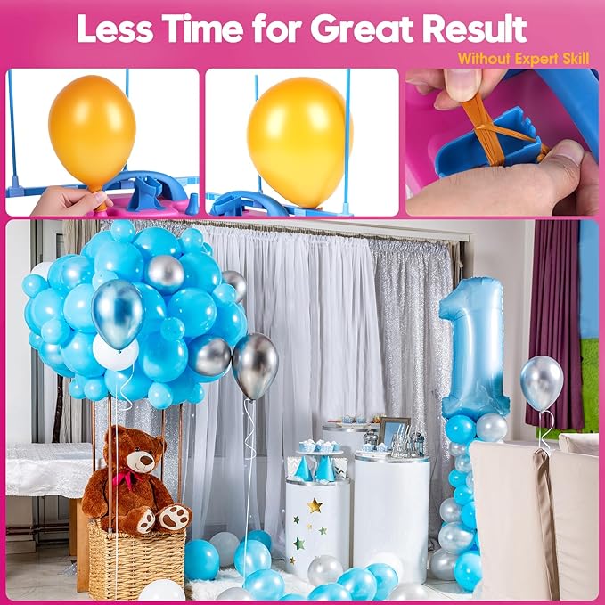 Electric Balloon Pump,110V 600W Portable Dual Nozzles Balloon Pump,Air Pump Balloon Blower for Party Decorations with Tying Tool