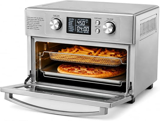 Simple Deluxe 23QT Countertop Toaster Oven, 1800W Multifunctional Electric Oven with 60min Timer and 450°F Max Temp, Equipped with Fry Basket, Baking Pan & Rack, Perfect for Toast, Bake, Broil, Pizza