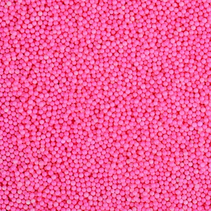 Pink Nonpareils Sprinkles, 2mm Edible Pearls for Cake Decorating, 4.6oz Mini Sugar Candy Pearls for Baking, Cupcake, Cookie, Ice Cream Toppings, Wedding Party Valentines Holiday Supplies