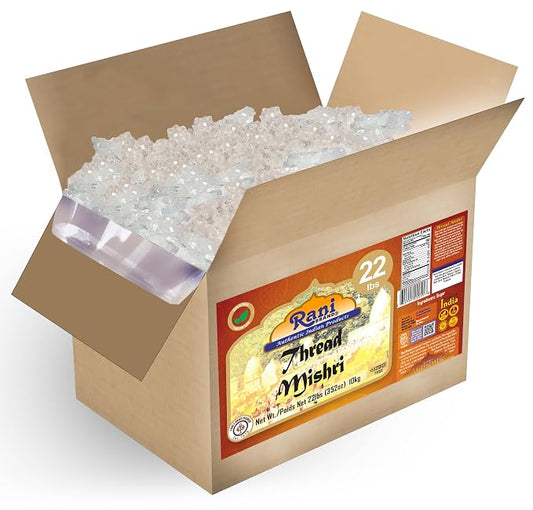 Rani Thread Misri (Rock Sugar / Dhaga Mishri) 352oz (22lbs) 10kg Bulk Box ~ All Natural | Gluten Friendly | No Colors | Vegan | Kosher | Indian Origin