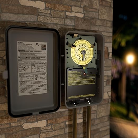 Intermatic T101R 24-Hour Mechanical Timer Switch - 120V SPST, Type 3R Indoor/Outdoor Metal Enclosure, Heavy Duty, Manual Override, 40 Amp - Ideal for Lights, Pumps, Fans, and HVAC Systems