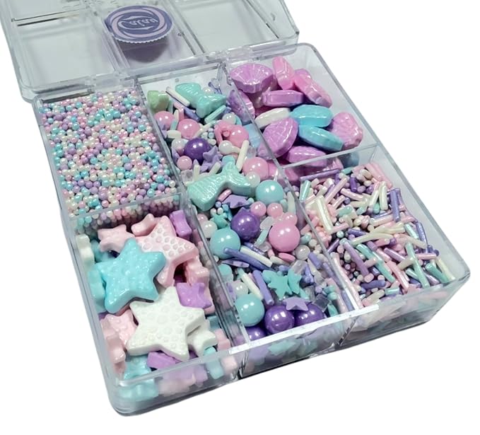 Sentovac Edible Mermaid Shell Jimmies Mixing Sprinkles for Cake Decorating Cupcake Cookie and Ice Cream Topper Decorations 2.75oz