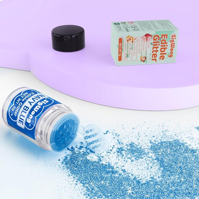 Navy Blue Edible Glitter - 5g Food Grade Cake Decorating Shimmering Glitter, Edible Sprinkle Luster Dust for Drinks, Chocolates, Fondant, Strawberries, Cupcakes, Candy, Easter Cookie - Vegan