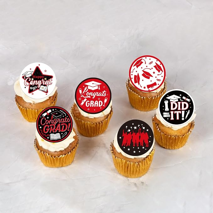 63 PCS Edible 2026 Graduation Cupcake Toppers Diploma Congrats Grad Cap Cupcake Picks Edible Class of 2026 Cake Decorations for 2026 High School/College Graduation Theme Party Supplies Dark Blue