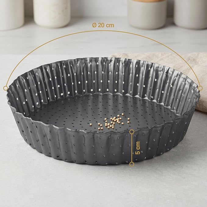 Deep Dish Quiche Lorraine Pie Pan - 7.87 inch Tart Pans with Removable Bottoms - Apple Pie Pan - 7.87 inch Tarte Tatin Pan - Deep Dish Pie Crust - Quiche Baking Dish
