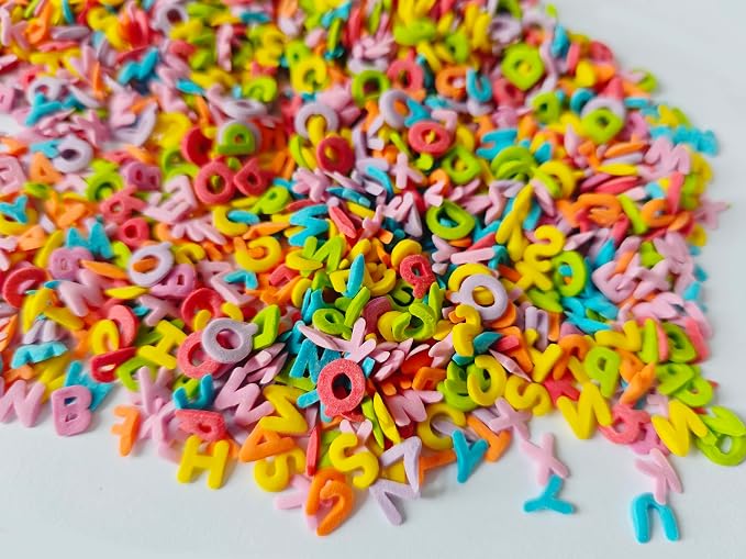 Colorful edible school enrollment Letters Sprinkles- Sugar decoration for the start of school - ABC alphabet figures for cakes and cupcakes Decorating, 3.17oz