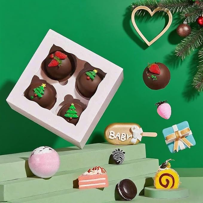 6.2x6.2x3 Inches Cupcake Boxes 20 Pack with Window & 4 Cavity Insert - Versatile Baking Containers for Cupcakes, Cookies & Treats | Holiday, Birthday & Bakery Supplies