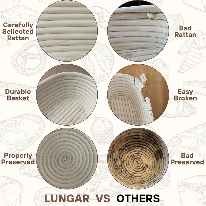 [Upgraded] Banneton Bread Proofing Basket 2 pack 10" Oval With Liner, Natural Rattan Bread Basket Perfect for Professional & Home Sourdough Bread Baking, Artisan Sourdough Bread. (Set 2 pack 10" Oval)