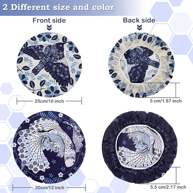 2 Large Reusable Beeswax Bowl Covers for Bread Proofing, 10/12 Inch Elastic Beeswax Wraps Cotton Cloth Sourdough Bowl Covers for Proofing Baskets, Mixer Bowls, Food Storage Containers