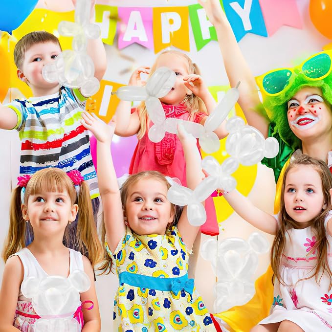 260 Balloons Clear, Long Balloon for Tying Balloon Arch, Animal Long Skinny Twisty Latex Magic Balloon Twisting Kit for Graduation Birthday Carnival Wedding Baby Shower Party Decoration Supplies 50Pcs