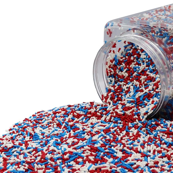 Decorating Sprinkles By FirstChoiceCandy- 2 LB - Colorful Jimmies Great For Topping for Bakery, Ice Cream, and Confectionary - Kosher Sprinkles In a Resealable Container (Ptariotic)