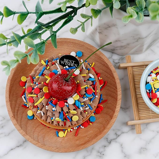 Red Blue Yellow White Sprinkles for Cake Decorating, 4.6oz Ice Cream Sprinkles 3-Mix Nonpareils Confetti Jimmies for Cupcakes Ice Cream Dessert