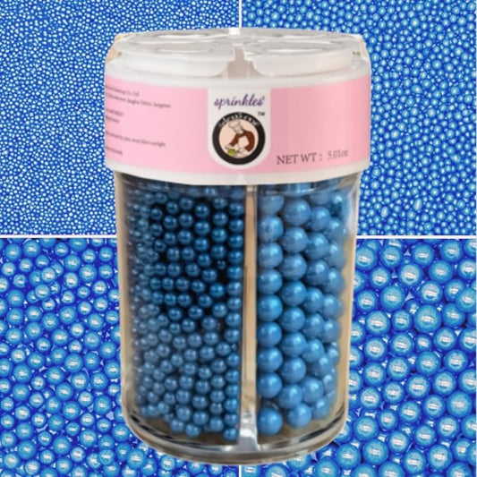 HeDeon&Rles Edible Blue Preals Sprinkles for Baking 4 Size（2mm 4mm 7mm 10mm）Blue Sprinkles for Cake Cupcake Pancake Icing Decoration Independence Day Halloween Supplies