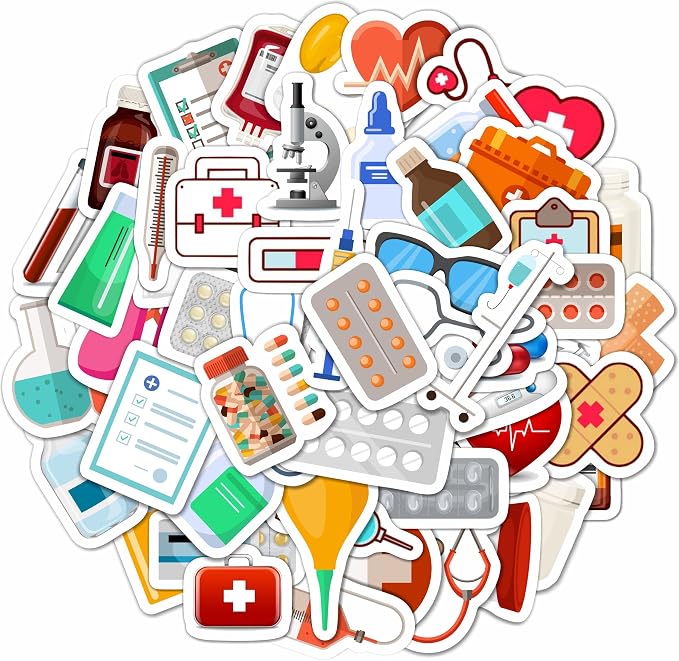 BulbaCraft 100Pcs Medical Stickers, Doctor Stickers, Doctor Decals, Gifts for Women & Men