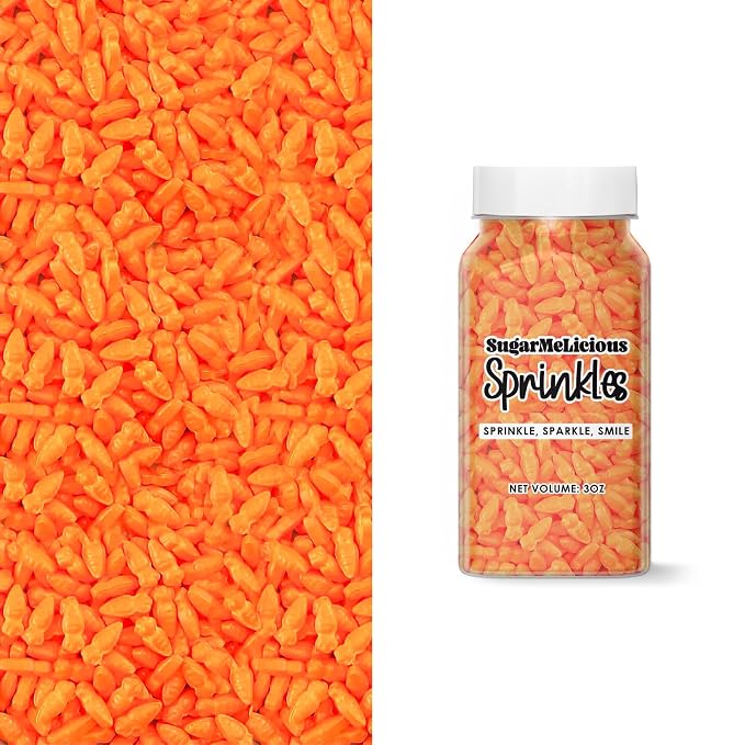 SugarMeLicious Carrot Sprinkles, Festive Sprinkle Mix for Baking & Decorating, Perfect for Cakes, Cupcakes, Cookies, and Desserts (3 oz)