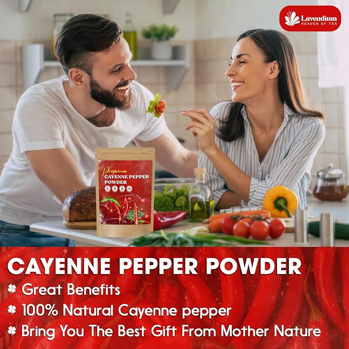 Lavendium, Premium 25oz Cayenne Pepper Powder, 100% Natural & Pure Ground Cayenne Pepper, No Additives or Preservatives, Non-GMO, Plant-Based & Vegan, Perfect for Seasoning, Marinades, Chili & BBQ Rubs