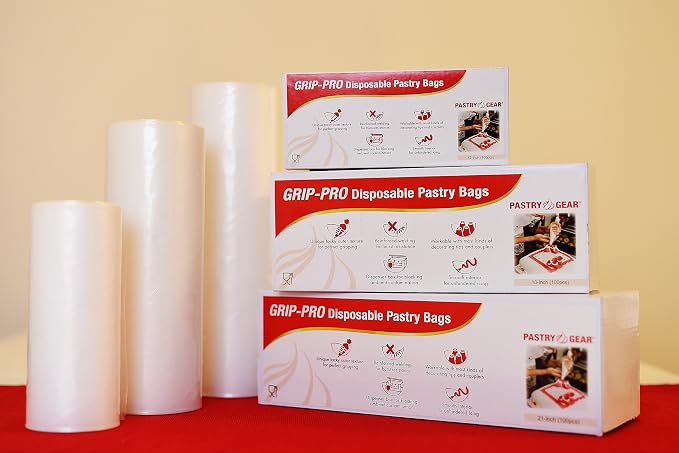 PastryGear Grip-Pro 21-Inch Nonskid Ultra Thick Disposable Pastry/Decorating/Piping Bags with Dispenser - 100 Pcs
