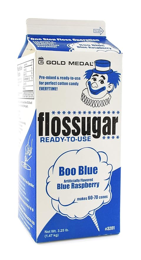 Cotton Candy Floss Sugar-Blue Raspberry, Pink Vanilla & Grape-1/2 Gallon-three Pack